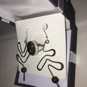 ✨Vintage handmade demi parure jade & sterling SET